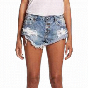 ONE X ONE Teaspoon Bandits High Waist DISTRESSED Cut Offs Denim Shorts Size 27